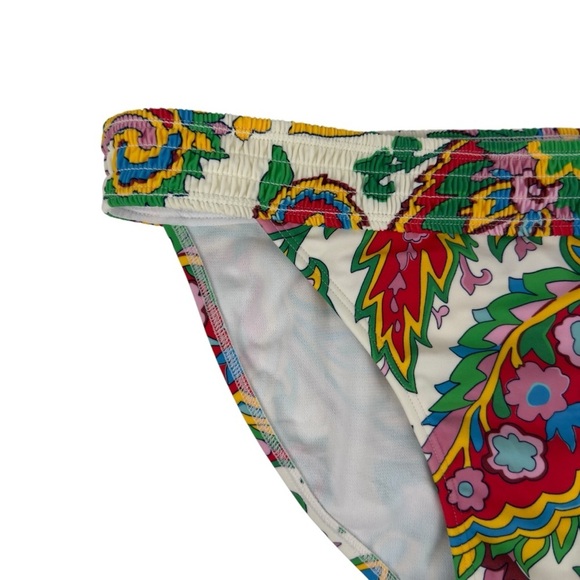 Boden Milos Smocked Bikini Bottoms Ivory Paisley Azure Size 4 Colorful Playful - Picture 9 of 15